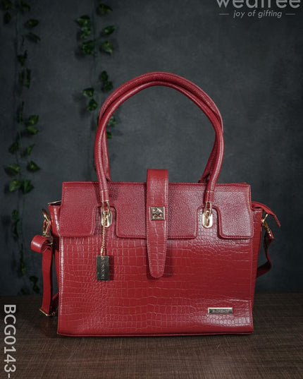 Lether Bag With Flip Lock - Red Bcg0143-4 Branding