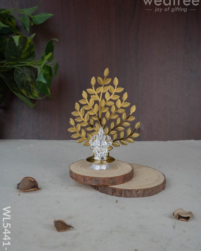 Lord Ganesha Idol with Tree of Prosperity - Gold - WL5441-1 - EPNS Gifts