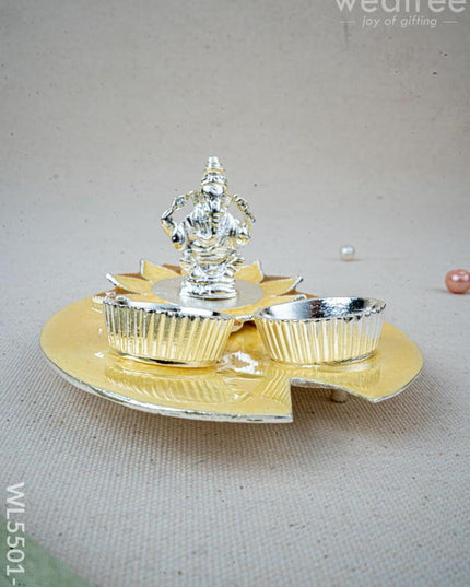 Lord Ganesha Manjal-Kumkum Holder - Beige - WL5501-1 - EPNS Gifts
