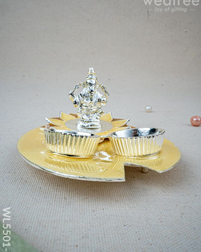 Lord Ganesha Manjal-Kumkum Holder - Beige - WL5501-1 - EPNS Gifts
