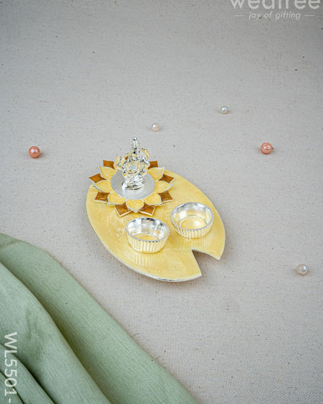 Lord Ganesha Manjal-Kumkum Holder - Beige - WL5501-1 - EPNS Gifts