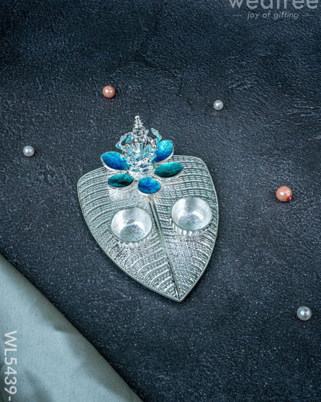 Lord Ganesha Manjal-Kumkum Holder - Blue - WL5439-1 - EPNS Gifts