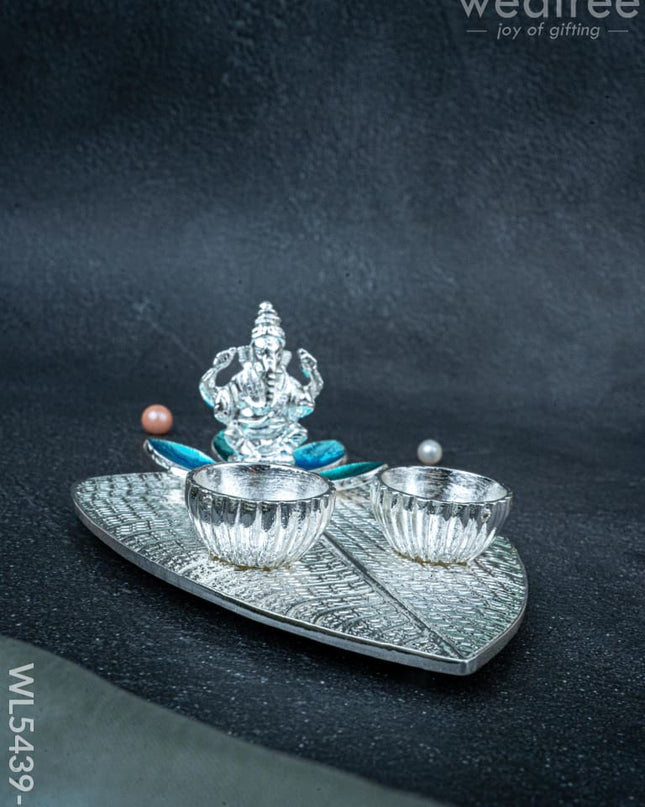 Lord Ganesha Manjal-Kumkum Holder - Blue - WL5439-1 - EPNS Gifts