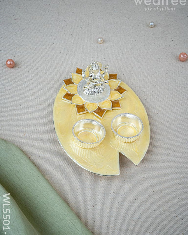 Lord Lakshmi Manjal-Kumkum Holder - Beige - WL5501-2 - EPNS Gifts