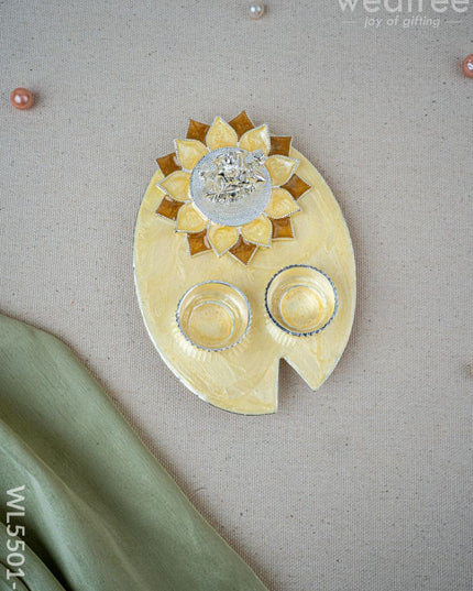 Lord Lakshmi Manjal-Kumkum Holder - Beige - WL5501-2 - EPNS Gifts