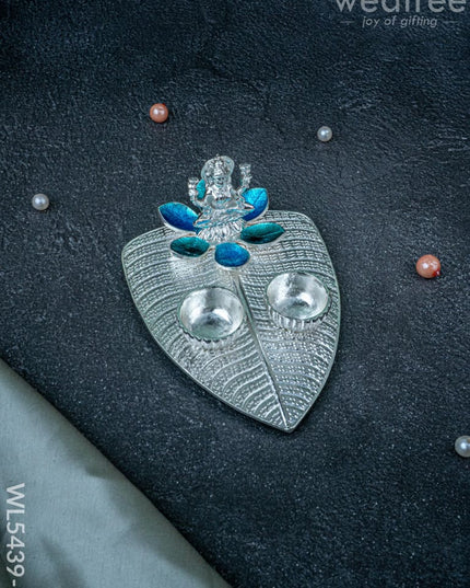 Lord Lakshmi Manjal-Kumkum Holder - Blue - WL5439-2 - EPNS Gifts
