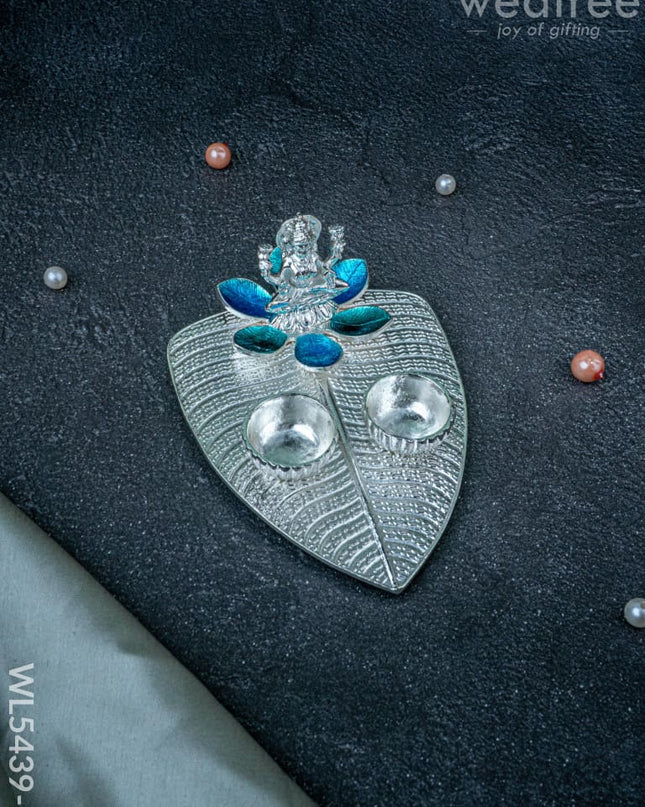 Lord Lakshmi Manjal-Kumkum Holder - Blue - WL5439-2 - EPNS Gifts