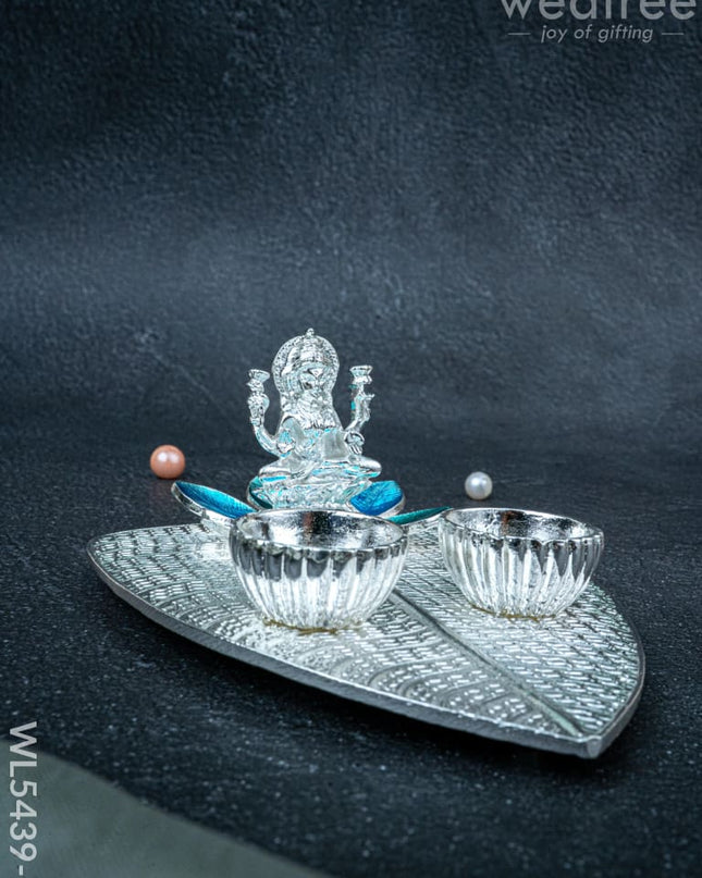 Lord Lakshmi Manjal-Kumkum Holder - Blue - WL5439-2 - EPNS Gifts