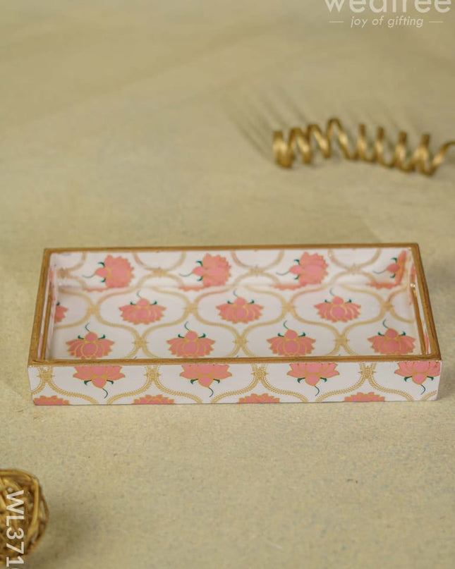 Digital Printed Lotus Tray - 11 X 5 Wl3710 Wooden Trays
