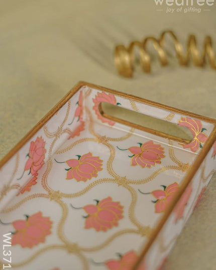 Digital Printed Lotus Tray - 11 X 5 Wl3710 Wooden Trays