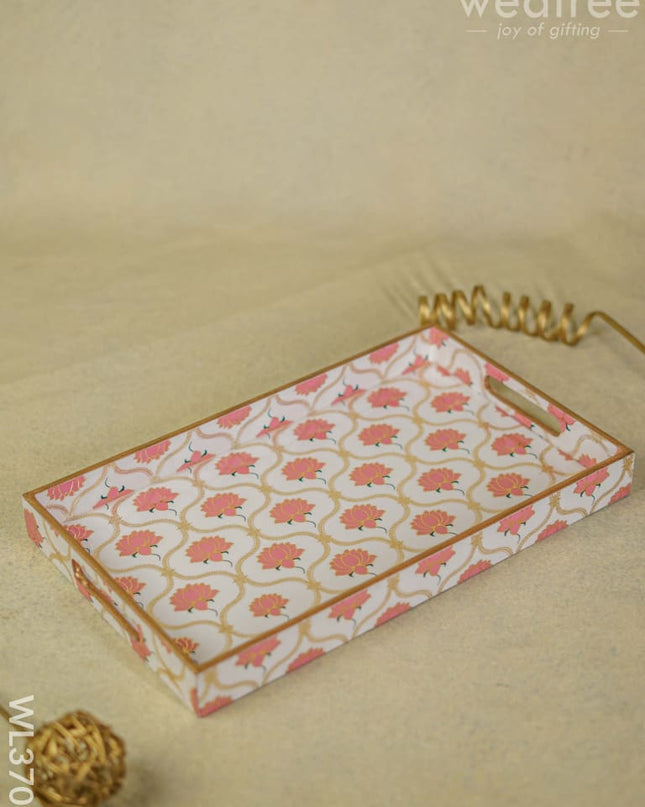 Digital Printed Lotus Tray - 15 X 9 Wl3706 Wooden Trays
