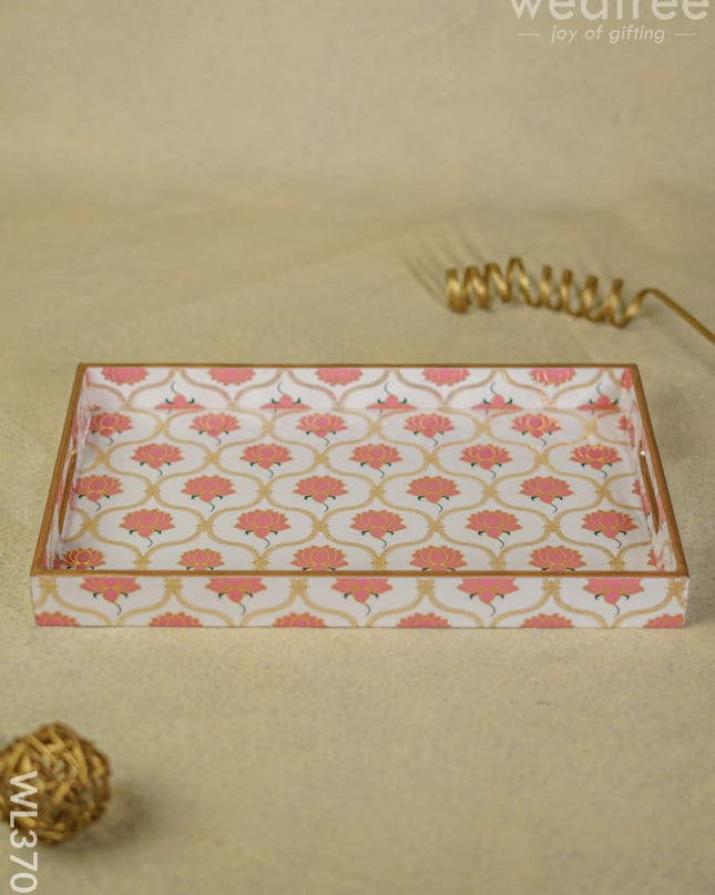 Digital Printed Lotus Tray - 15 X 9 Wl3706 Wooden Trays