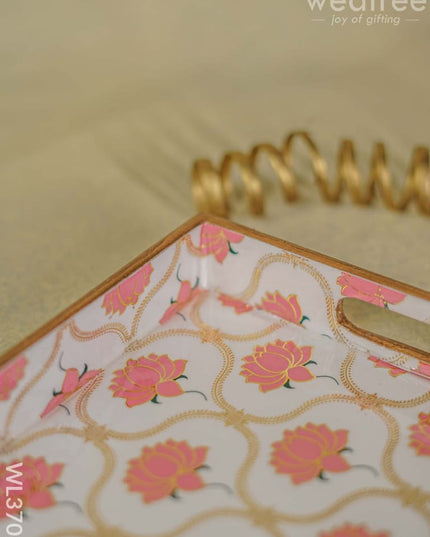 Digital Printed Lotus Tray - 15 X 9 Wl3706 Wooden Trays
