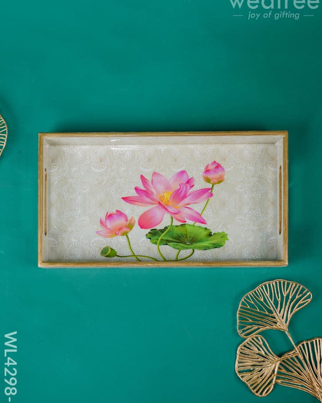 Digital Printed Lotus Design Tray - Mdf - Wl4298 Medium Dining Essentials