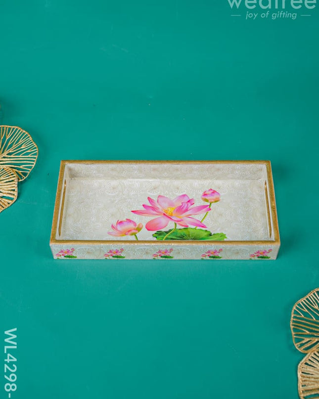 Digital Printed Lotus Design Tray - Mdf - Wl4298 Small Dining Essentials