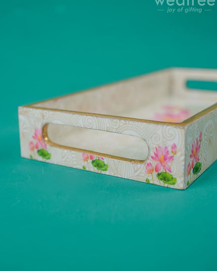 Digital Printed Lotus Design Tray - Mdf - Wl4298 Dining Essentials