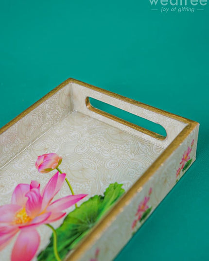 Digital Printed Lotus Design Tray - Mdf - Wl4298 Dining Essentials