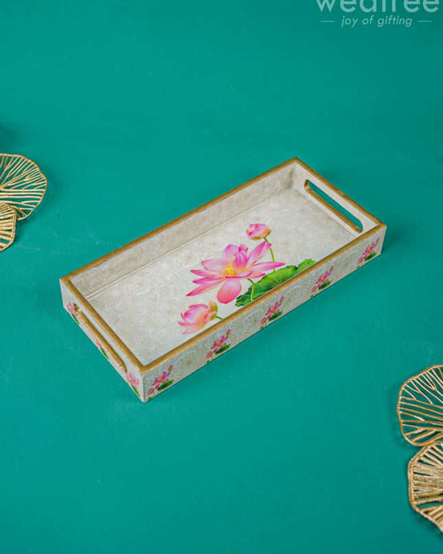 Digital Printed Lotus Design Tray - Mdf - Wl4298 Dining Essentials