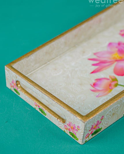 Digital Printed Lotus Design Tray - Mdf - Wl4298 Dining Essentials