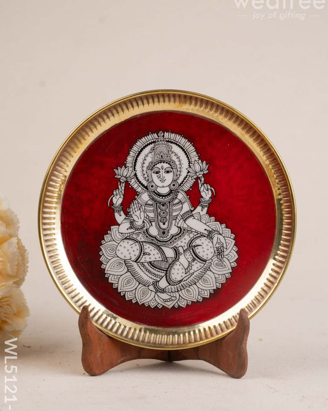 Madhubani Brass Plate - 8 inch - WL5121-2 - Brass Utility