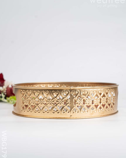 Madhubani Metal Tray - 8 inch - WBG1792 - Trays & Plates RG