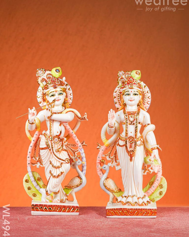 Marble Dust: Krishna & Radha Idol - 14 inch - WL4949 Showpieces