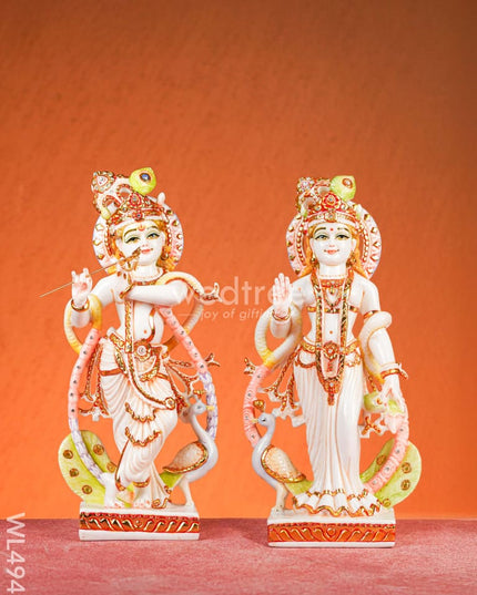 Marble Dust: Krishna & Radha Idol - 14 inch - WL4949 Showpieces