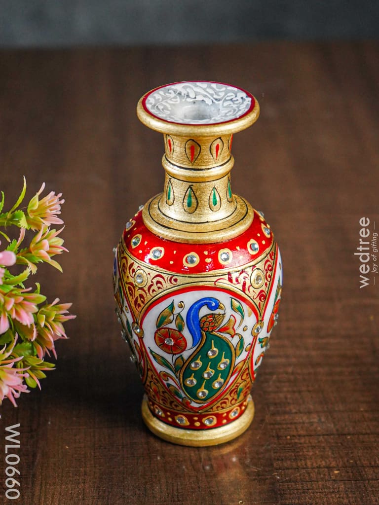 Marble Flower Vase 6 Inch - Wl0660 Decor