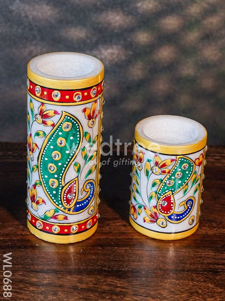 Marble Hand Painted Candle Holder Set Of 3 1 Decor