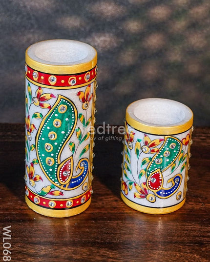 Marble Hand Painted Candle Holder Set Of 3 1 Decor