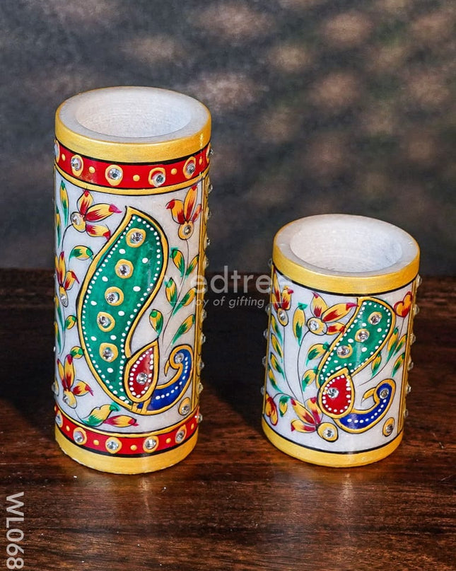 Marble Hand Painted Candle Holder Set Of 3 1 Decor