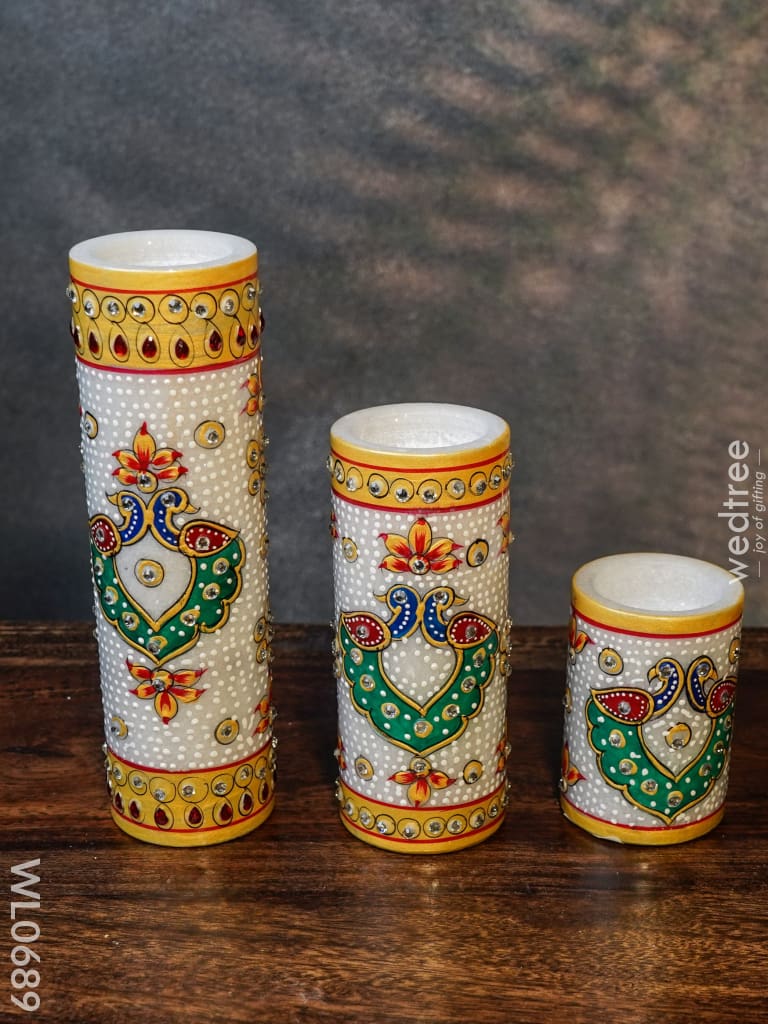 Marble Hand Painted Candle Holder Set Of 3 2 Decor