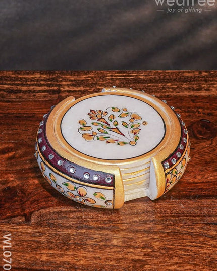 Marble Hand Painted Coaster Set Of 6 - Wl0709 Utilities