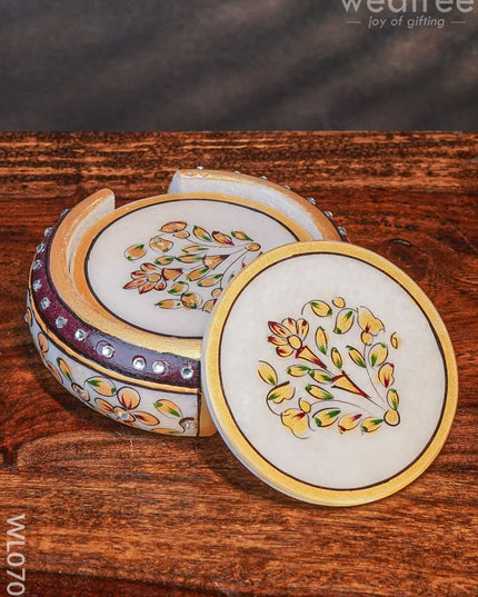 Marble Hand Painted Coaster Set Of 6 - Wl0709 Utilities
