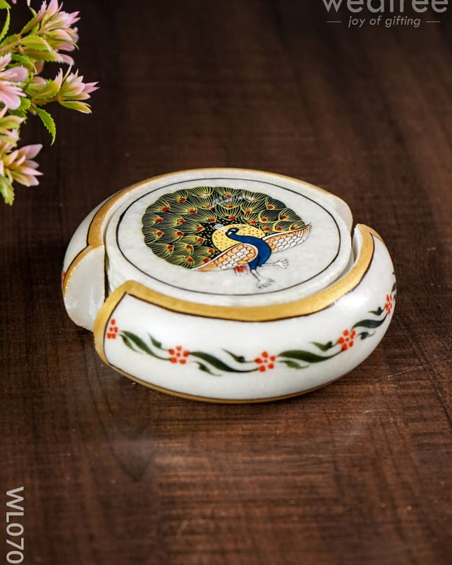Marble Hand Painted Coaster Set Of 6 - Wl0709 Utilities