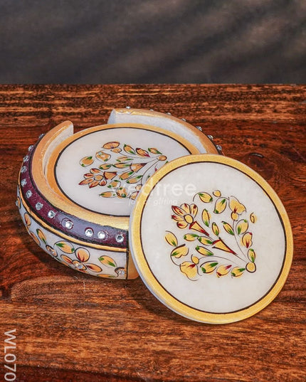Marble Hand Painted Coaster Set Of 6 - Wl0709 Utilities