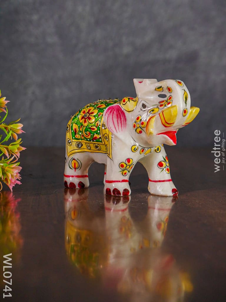 Marble Hand Painted Elephant 6 Inch - Wl0741 Decor