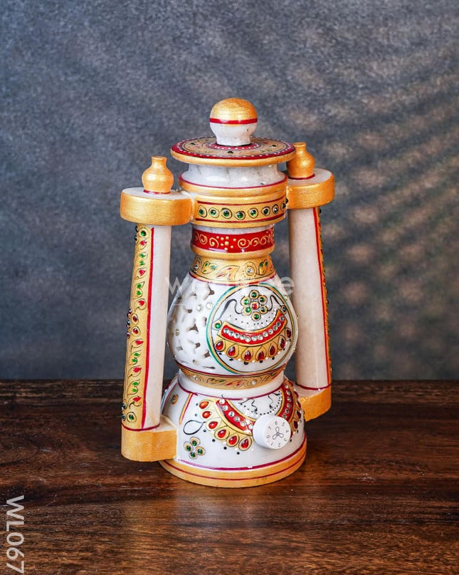 Marble Hand Painted Jali Lantern 8 Inch - Wl0677 Decor