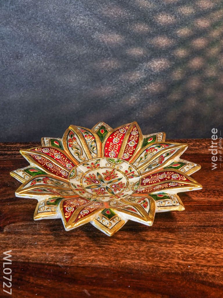 Marble Hand Painted Lotus Bowl - Wl0727 Decor