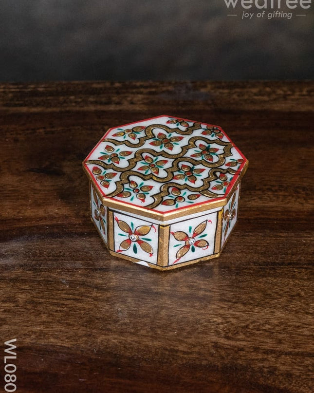 Marble Hand Painted Octagen Box - Wl0808 Utilities