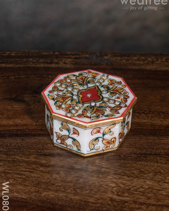 Marble Hand Painted Octagen Box - Wl0809 Utilities