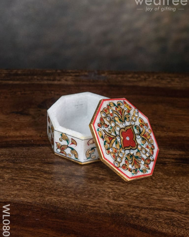 Marble Hand Painted Octagen Box - Wl0809 Utilities