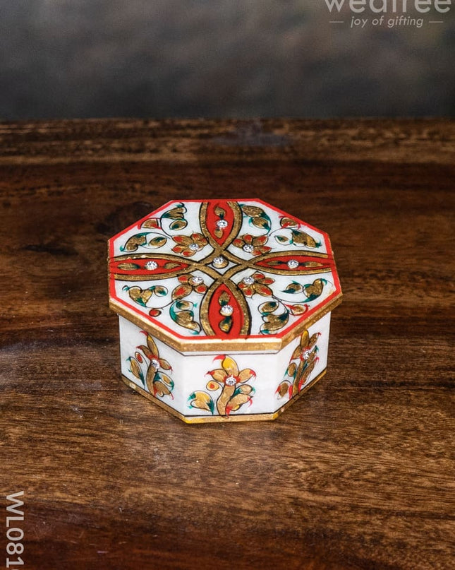Marble Hand Painted Octagen Box - Wl0810 Utilities