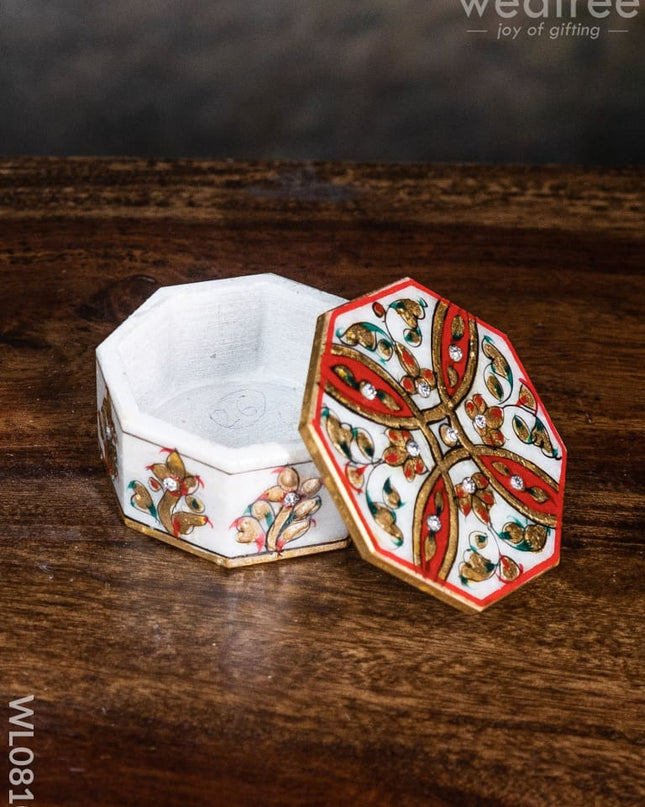 Marble Hand Painted Octagen Box - Wl0810 Utilities