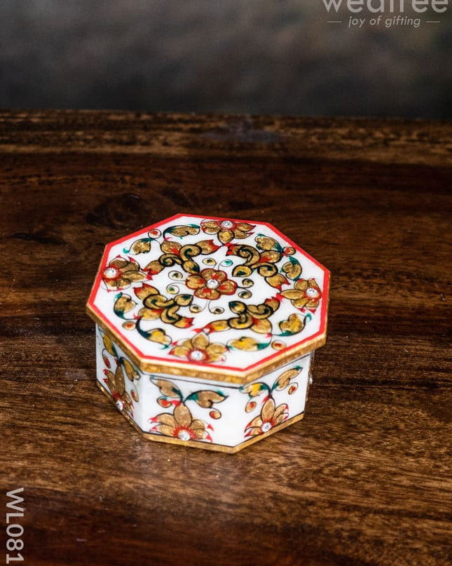 Marble Hand Painted Octagen Box - Wl0813 Utilities