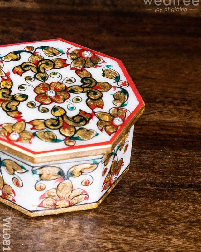 Marble Hand Painted Octagen Box - Wl0813 Utilities