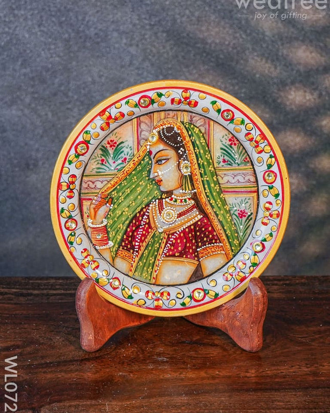 Marble Hand Painted Plate 6 Inch With Stand - Wl0722 Decor
