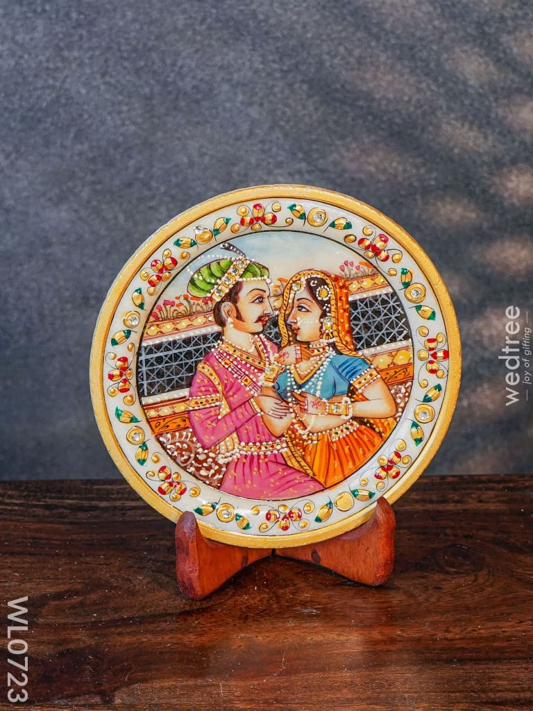 Marble Hand Painted Plate 6 Inch With Stand - Wl0723 Decor