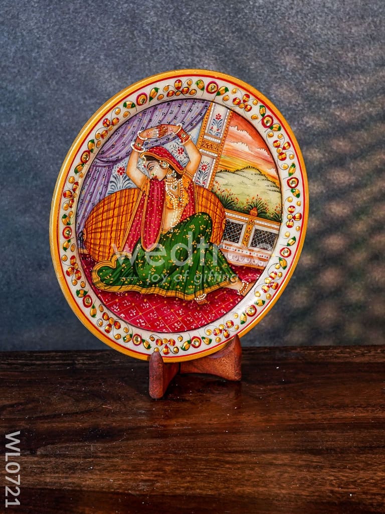 Marble Hand Painted Plate 9 Inch With Stand - Wl0721 Decor