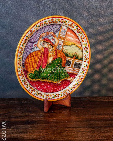 Marble Hand Painted Plate 9 Inch With Stand - Wl0721 Decor